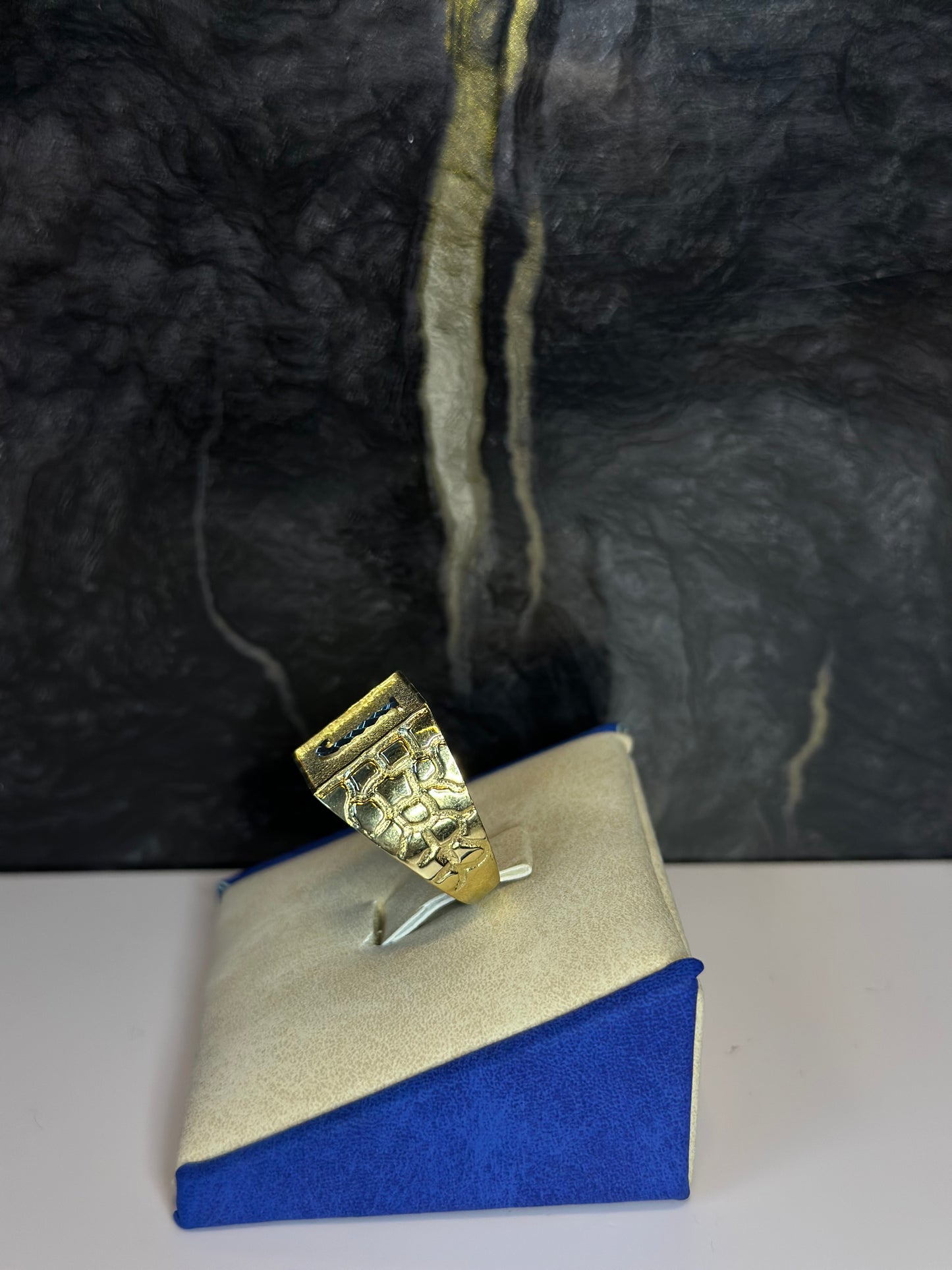 14K Initial “J” Nugget Men Ring