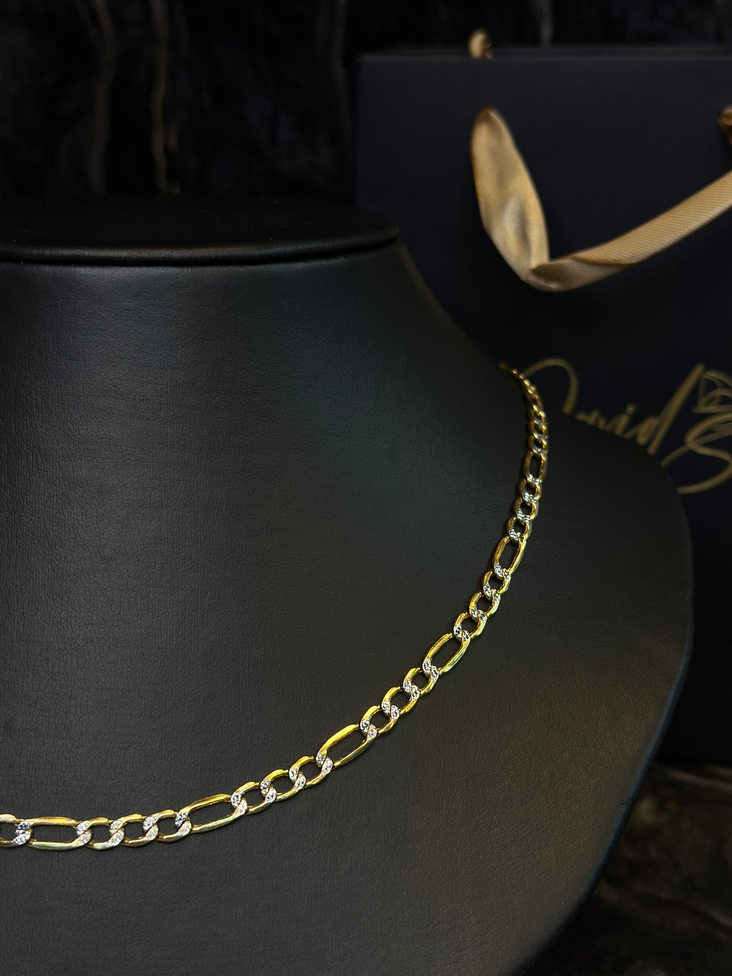 22” 14K Diamond Cut Figaro Chain