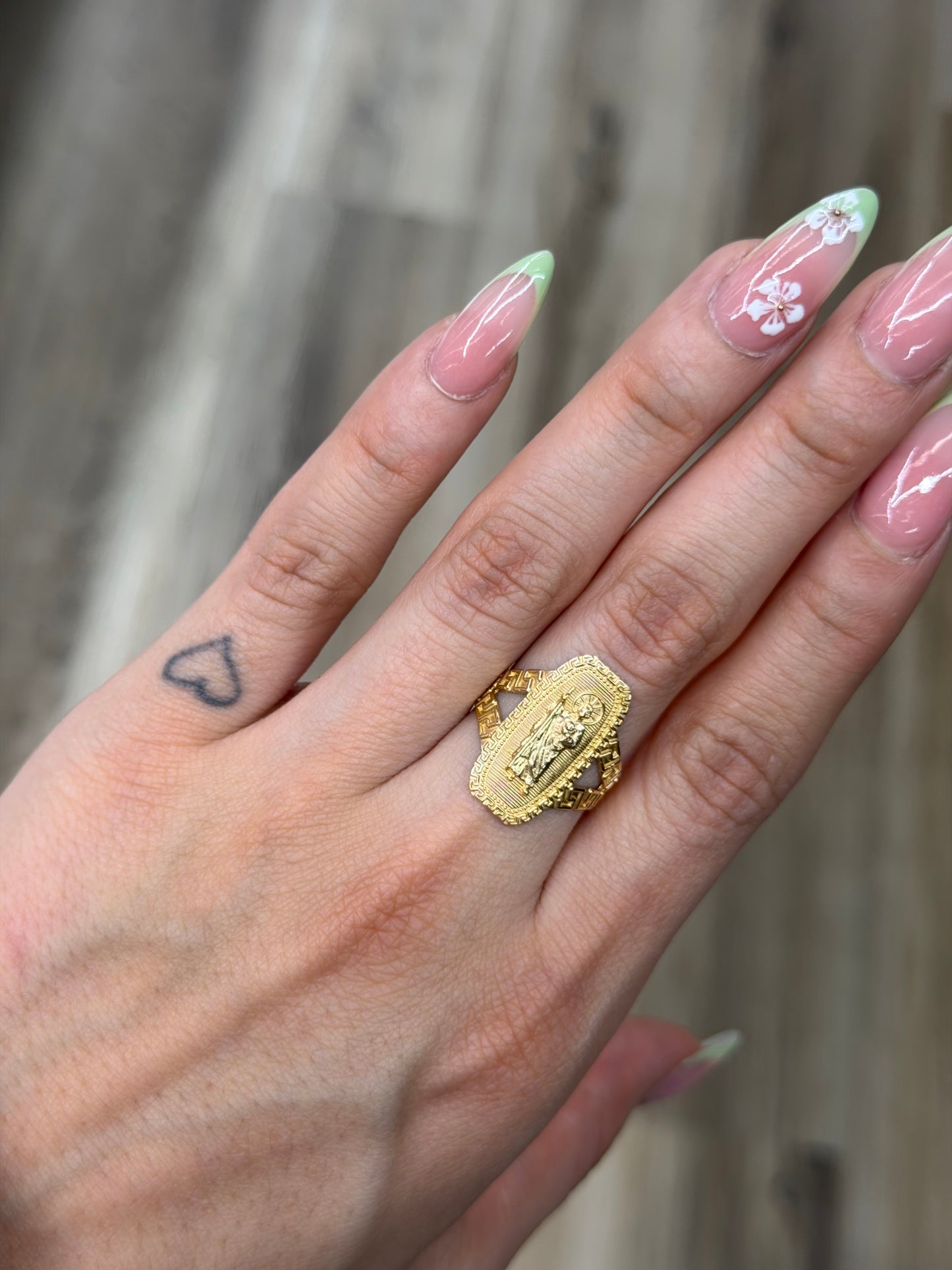 14K Rounded Rectangle San Judas Women Ring