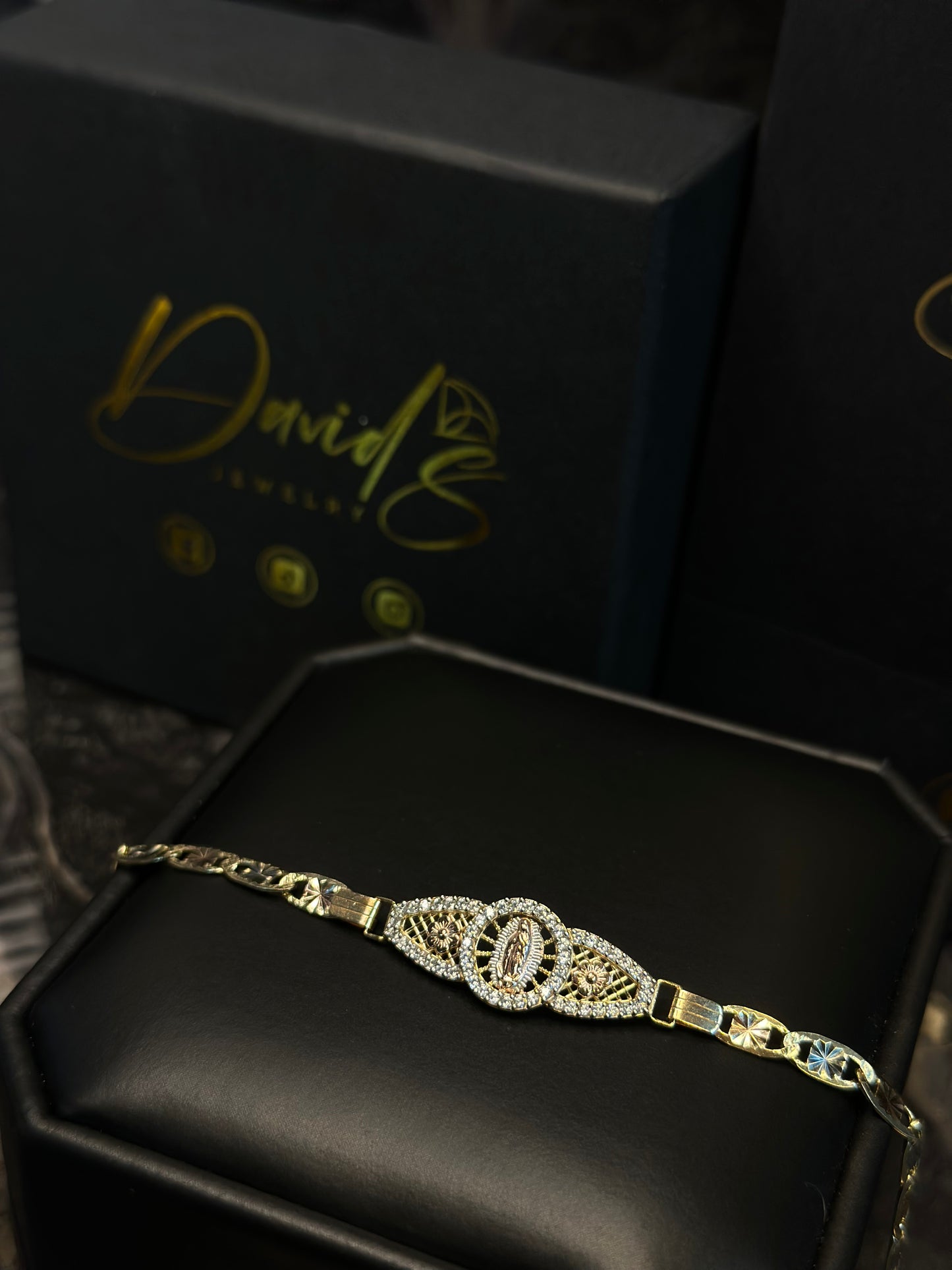 14K CZ Mesh Virgencita Valentino Women Bracelet