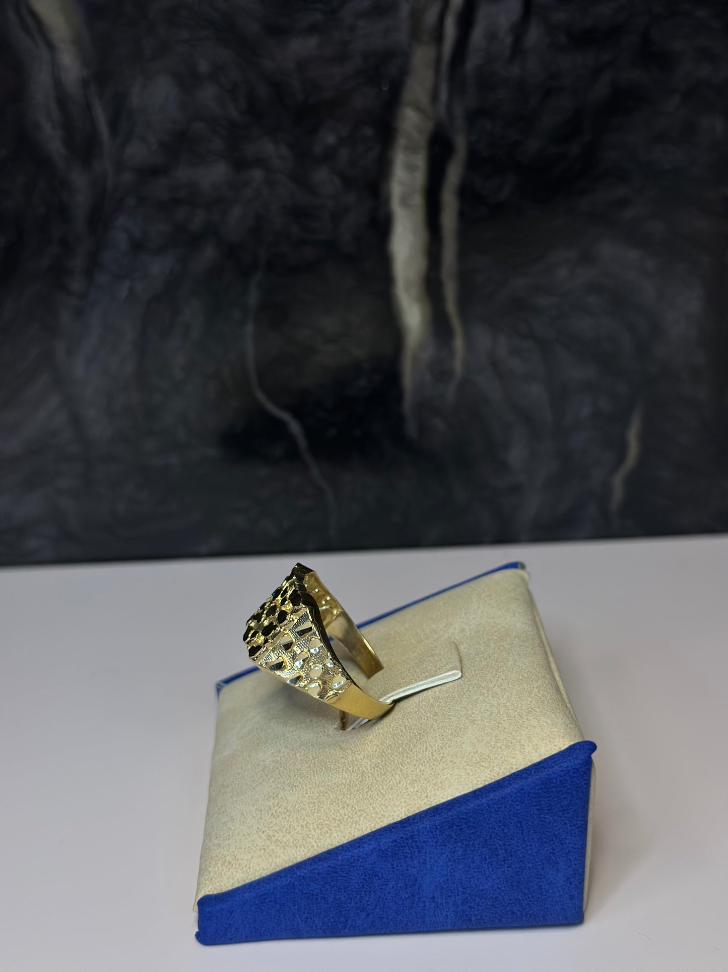 14K Square 3D Nugget Men Ring