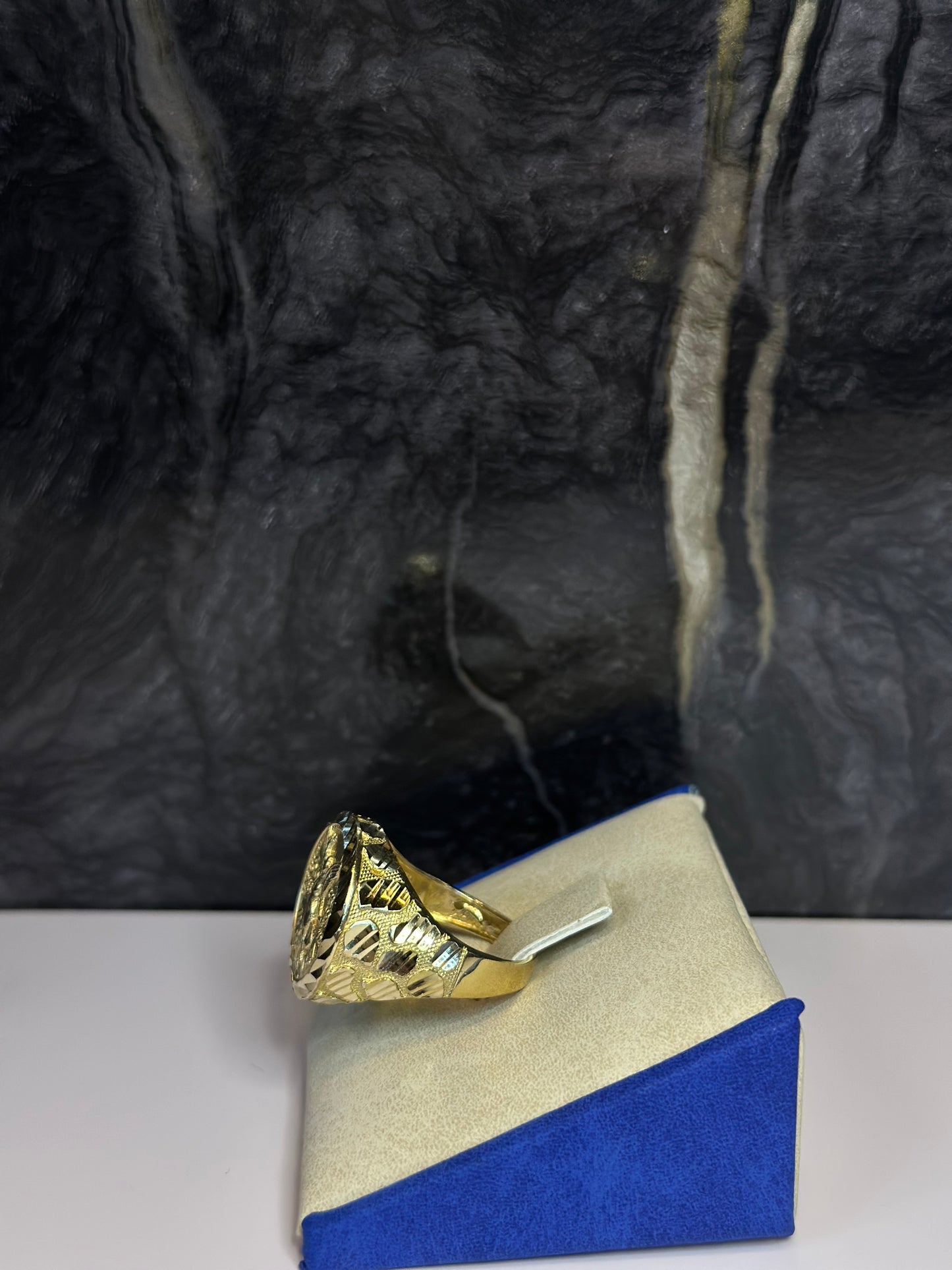 14K Round Centenario Nugget Men Ring