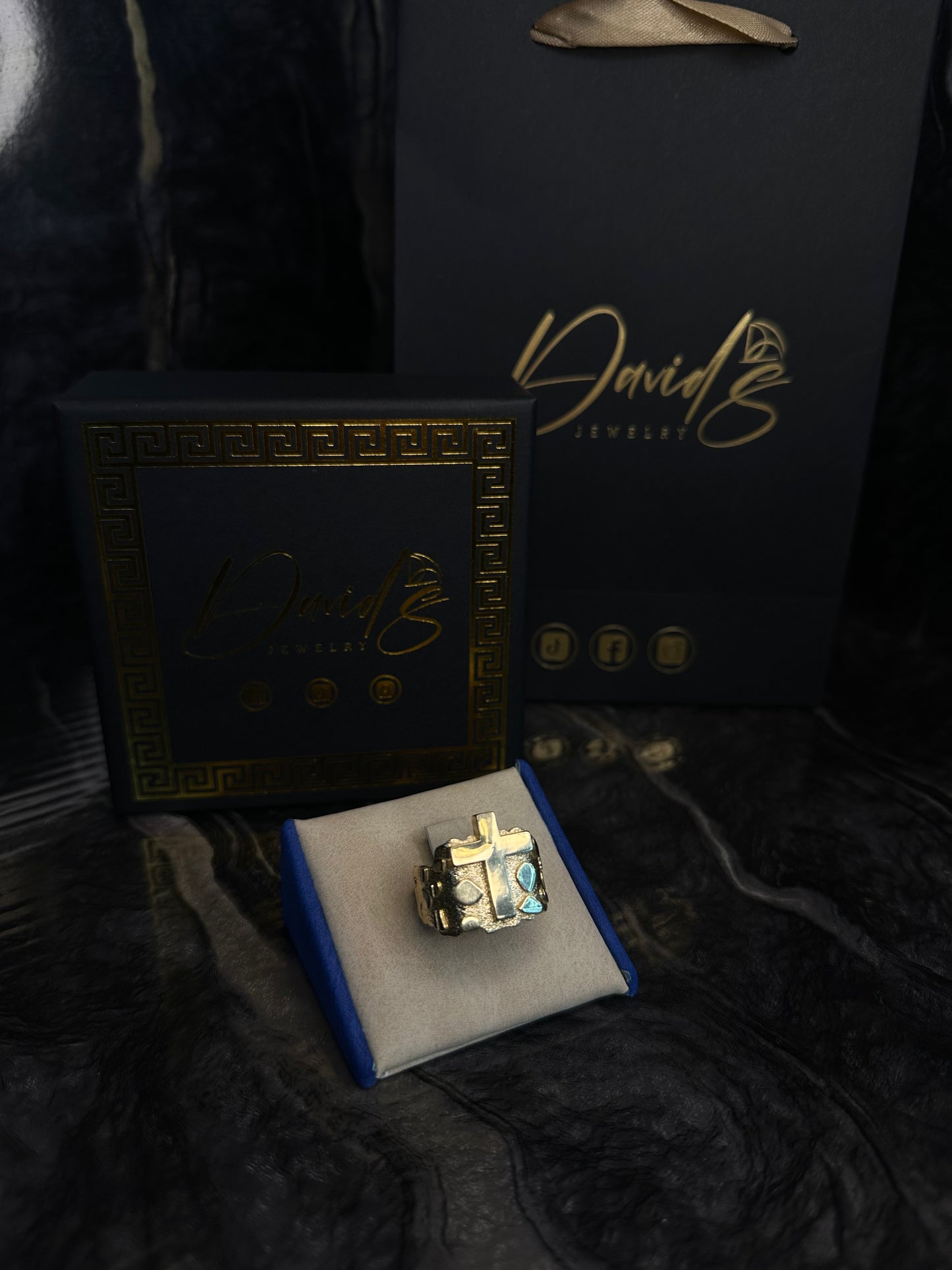 14K Cross Nugget Men Ring