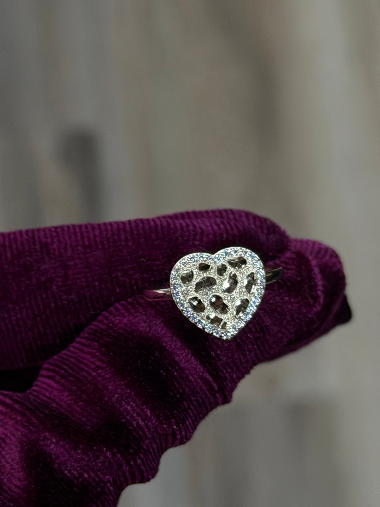 14K CZ Heart Nugget Women Ring
