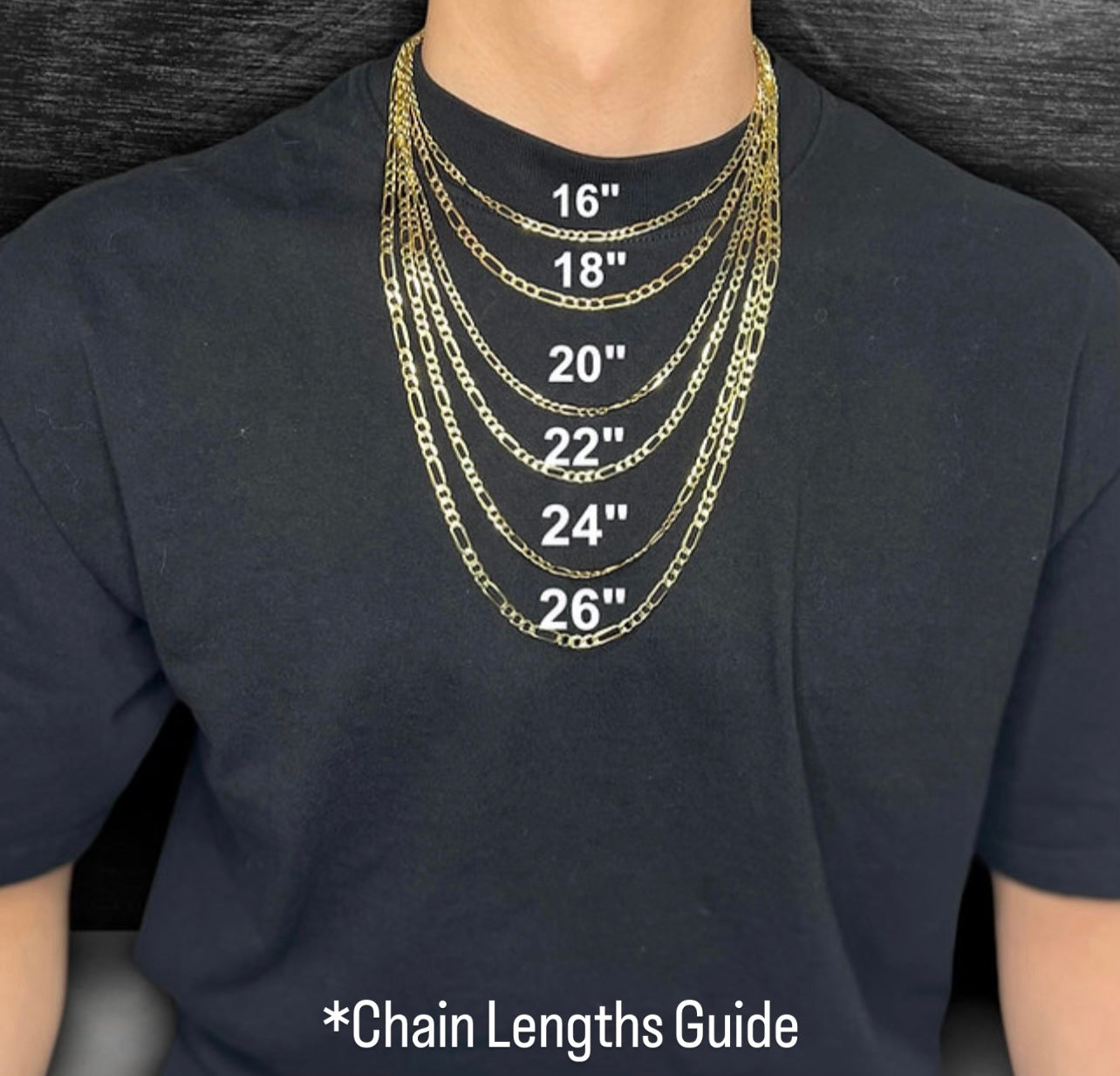 24” 14K Diamond Cut Figaro Chain (7mm)