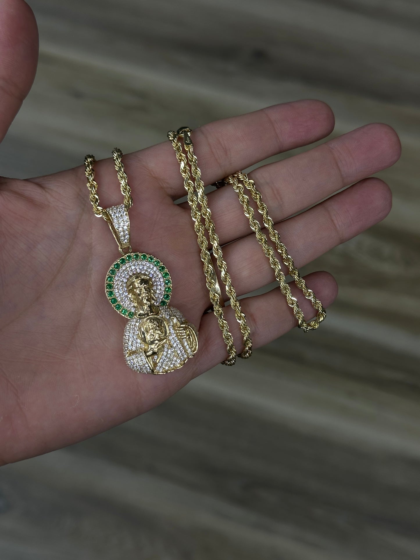 14K CZ Half Body San Judas Chain Set
