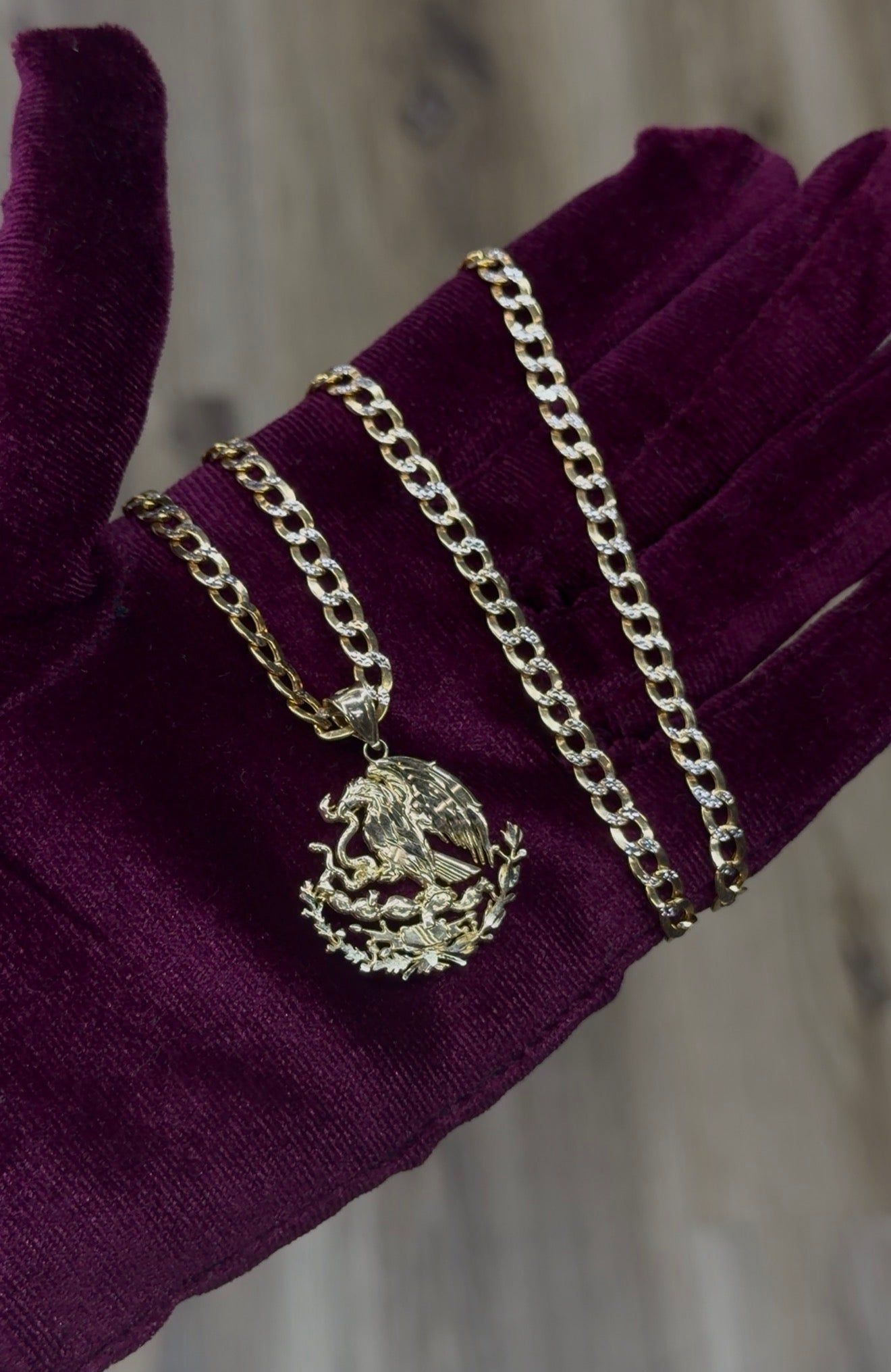 14K Mexican Eagle Chain Set