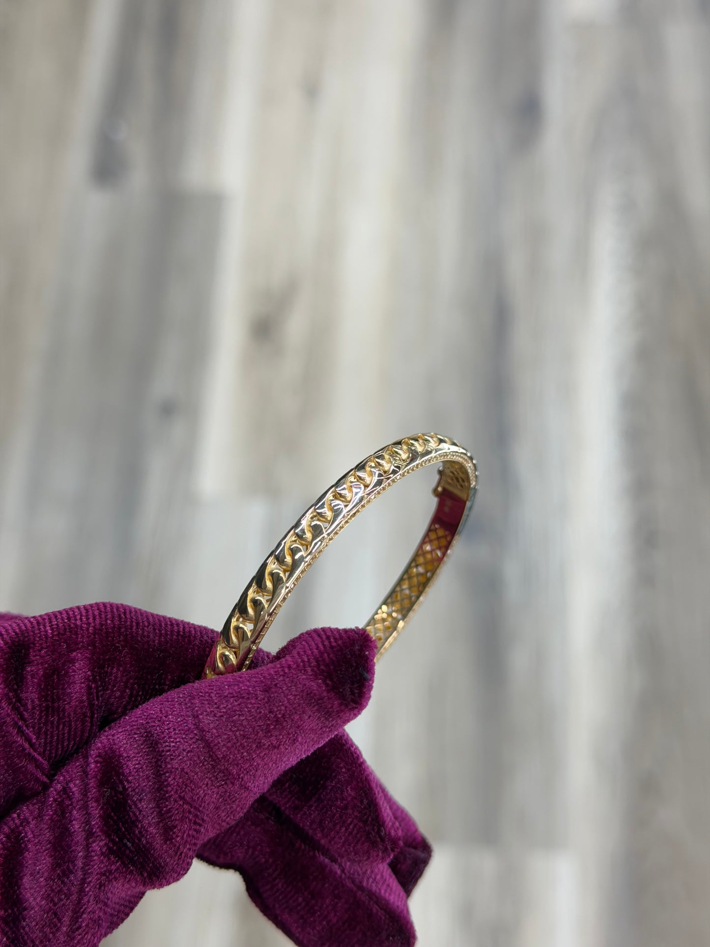 14K CZ Cuban Link Bangle