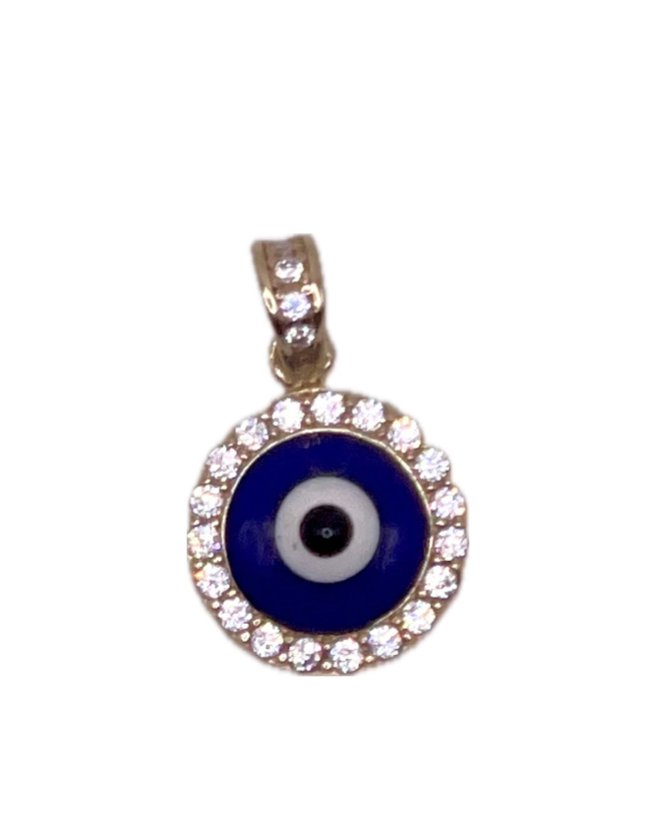 14K CZ Blue Evil Eye Pendant