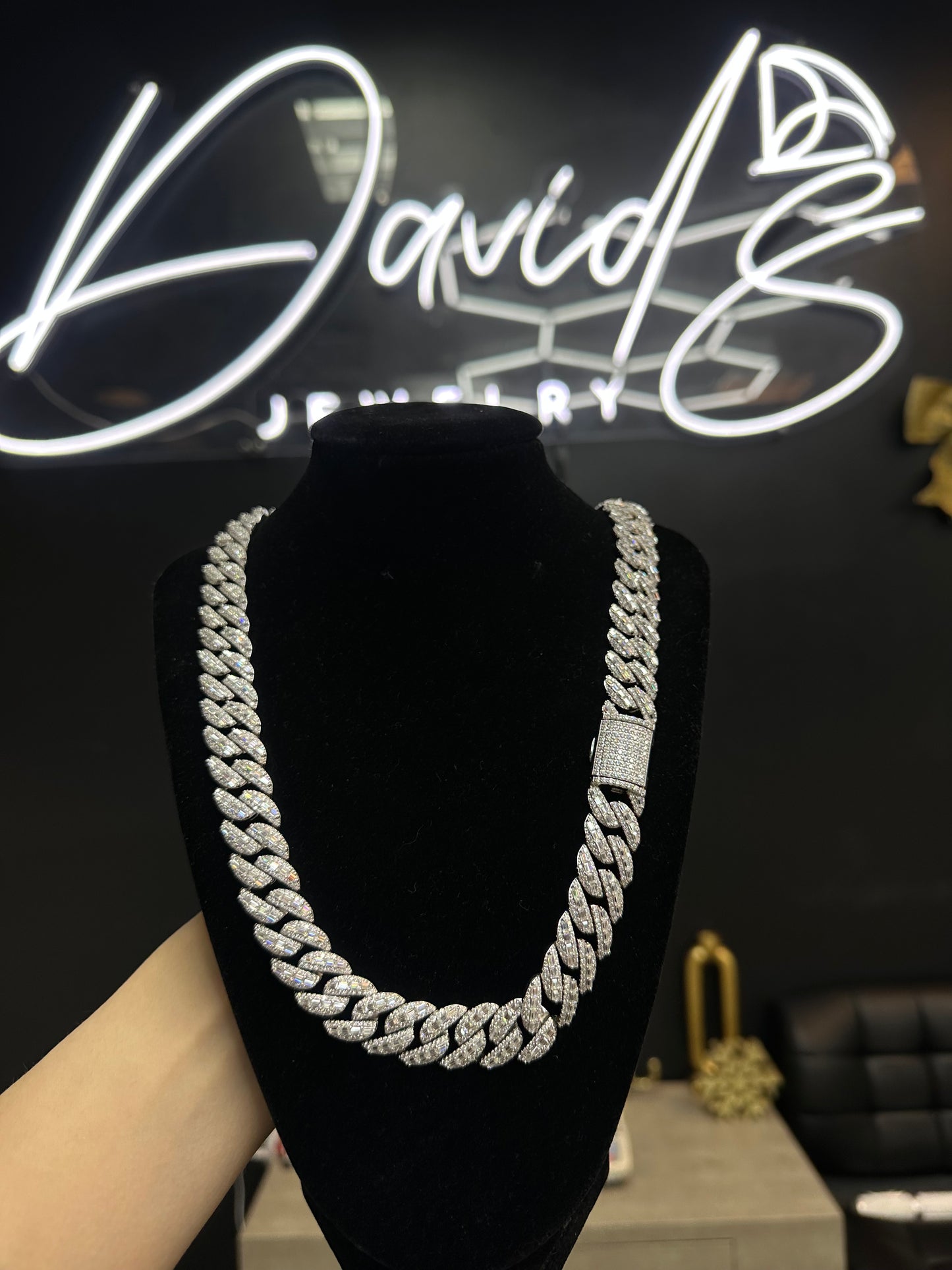 24” Sterling Silver Moissanite Miami Cuban Link Chain