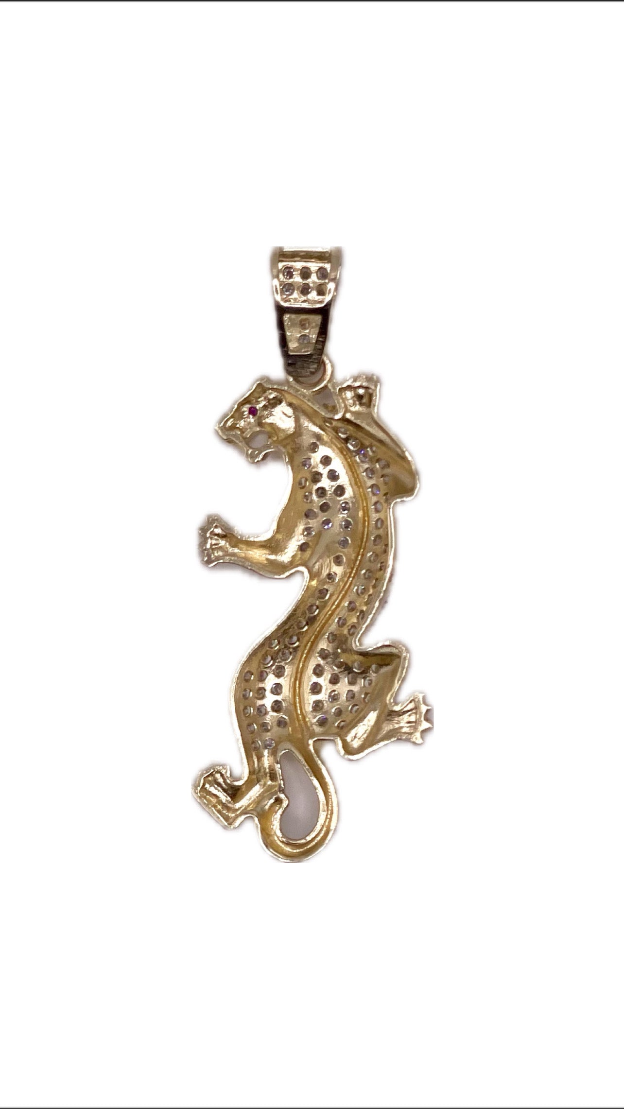 14K CZ Roaring Panther Pendent