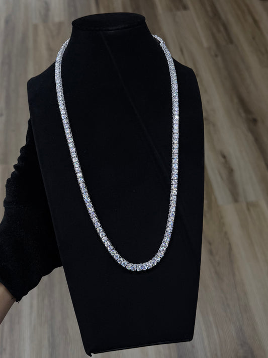 22" 5.4mm Iced Out Moissanite Silver Tennis Chain