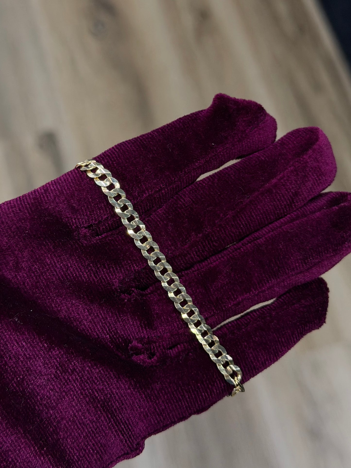 14K 3mm Curb Cuban Bracelet