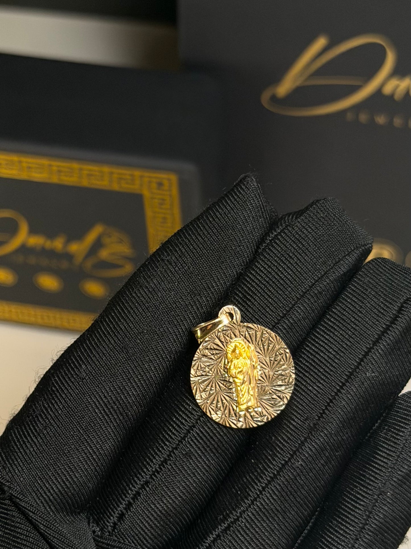 14K Diamond Cut Round San Judas Pendant