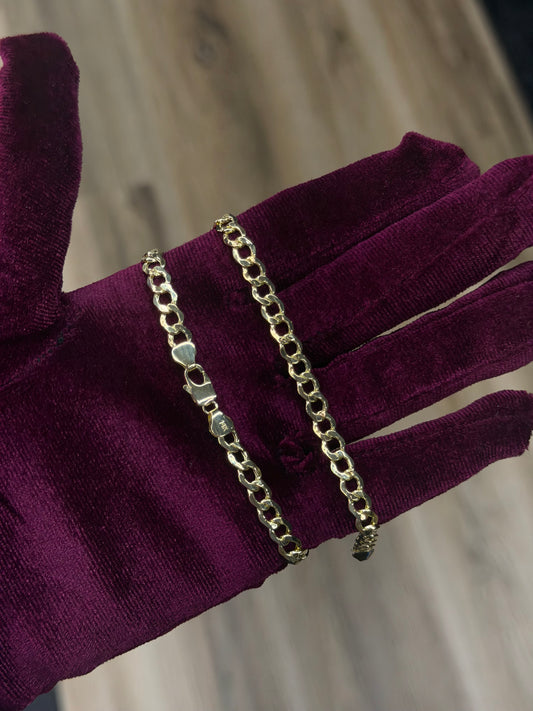 14K 5mm Hollow Curb Cuban Bracelet