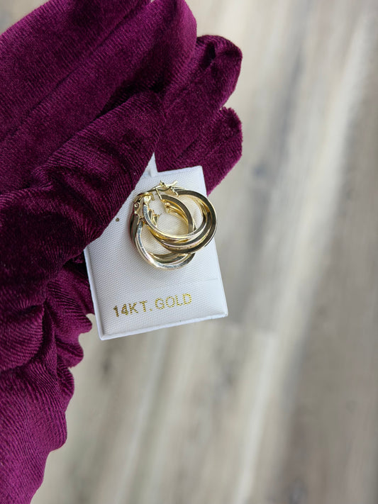 14K Triple Stacked Hoop Earrings