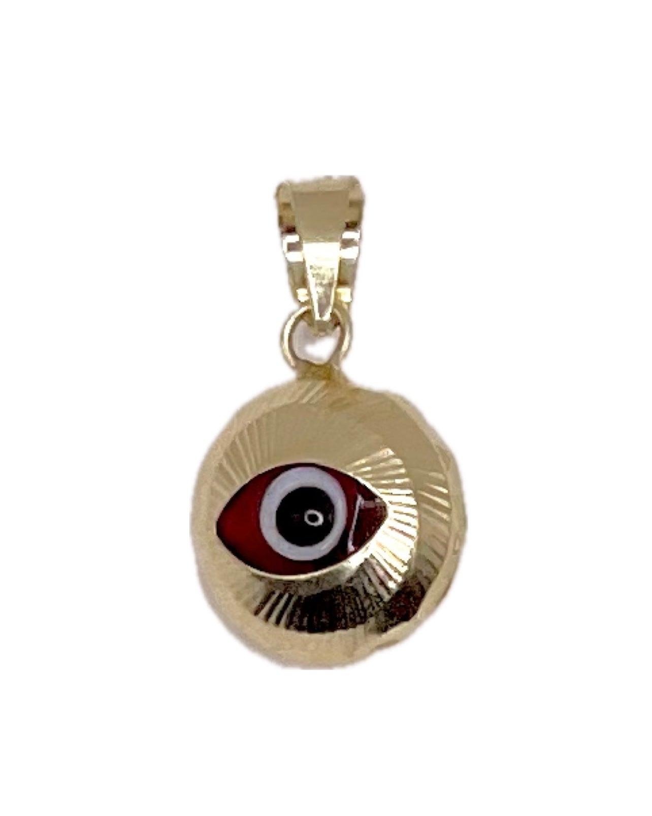 14K Diamond Cut Evil Eye Pendant