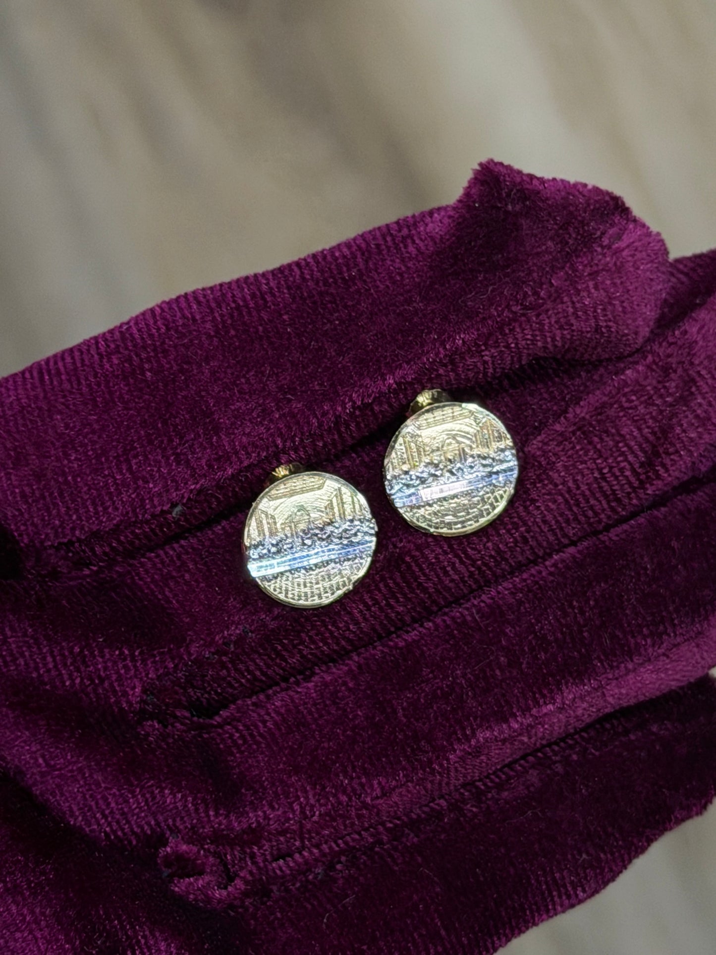 14K 13mm Round Two Tone Last Supper Earrings