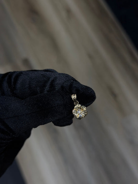 14K Two-Tone Hibiscus Pendant