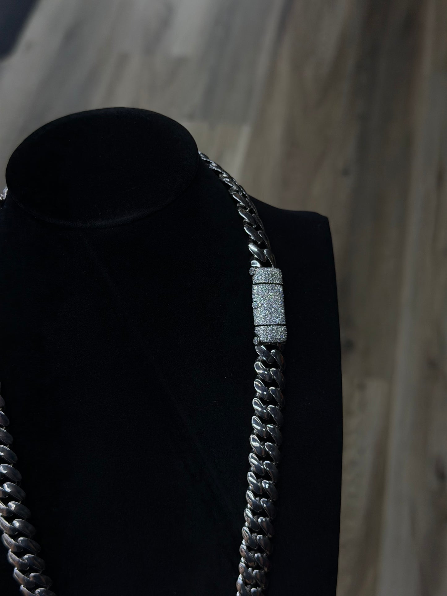 22" 12mm Silver Moissanite Cuban Link Chain