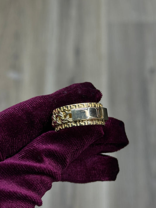 14K Solid Greek Key Chinolink Men Ring