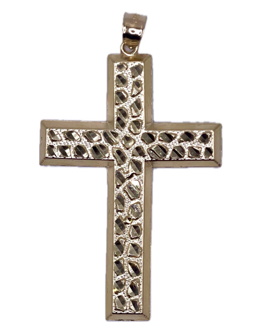 14K Nugget Cross Pendant