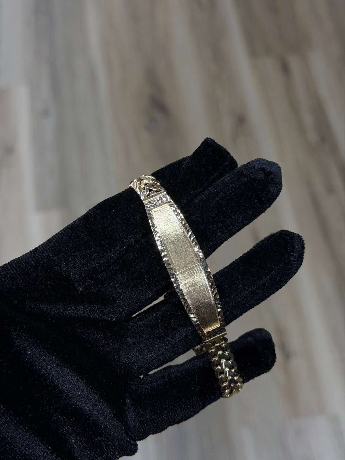 14K CZ ID Hollow Petatillo Bracelet