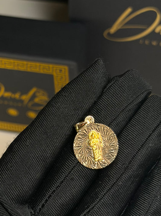 14K Diamond Cut Round San Judas Pendant