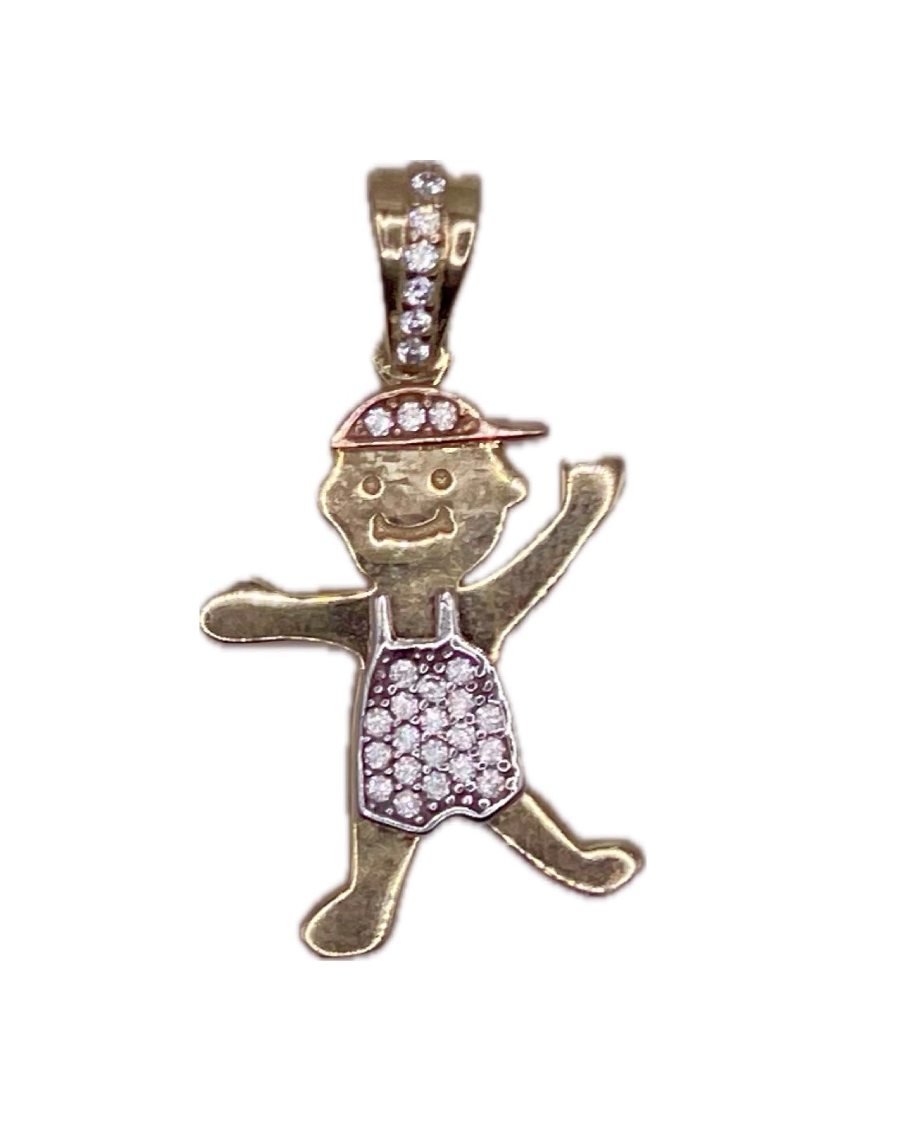 14k CZ Big Boy With Hat Pendant