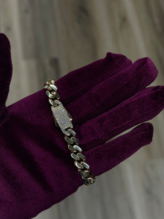 14K 7mm CZ Figaro Bracelet