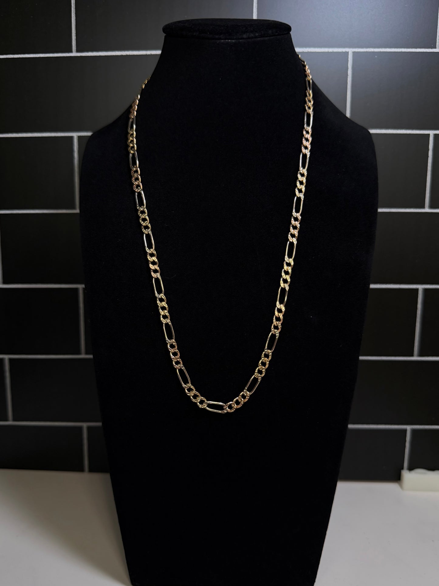 14K 20” Tri-Color Figaro Chain