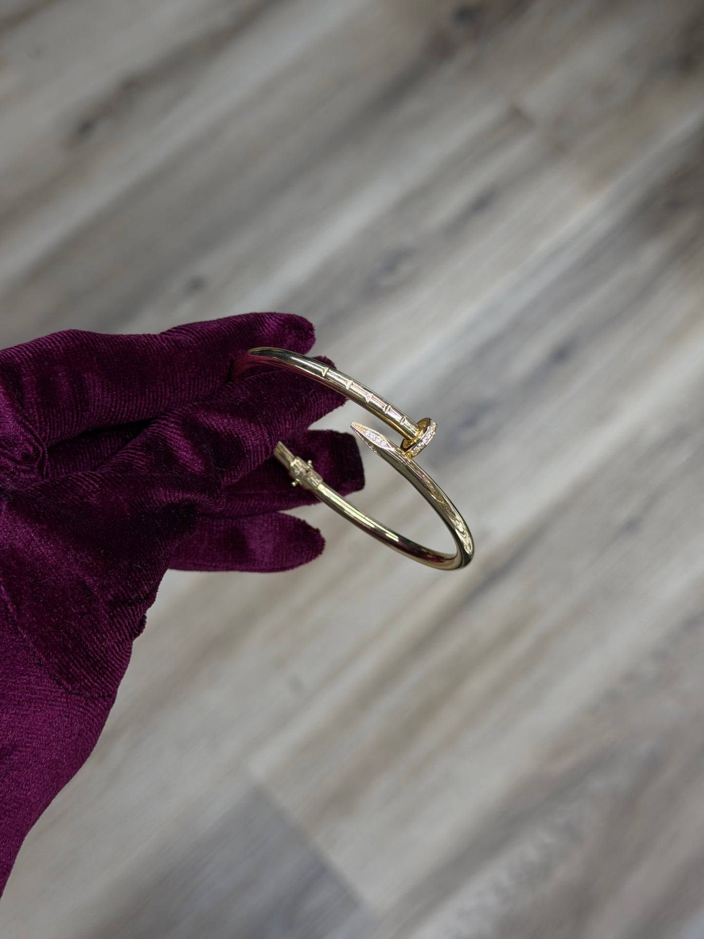 14k CZ 4MM Nail Cuff Bangle