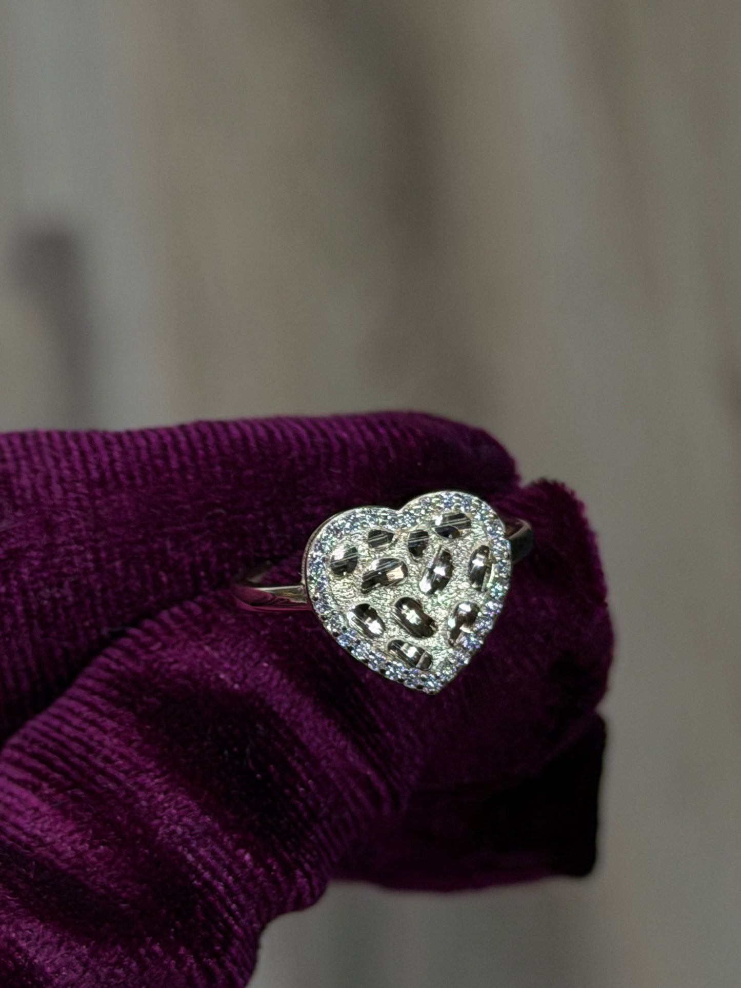 14K CZ Heart Nugget Women Ring