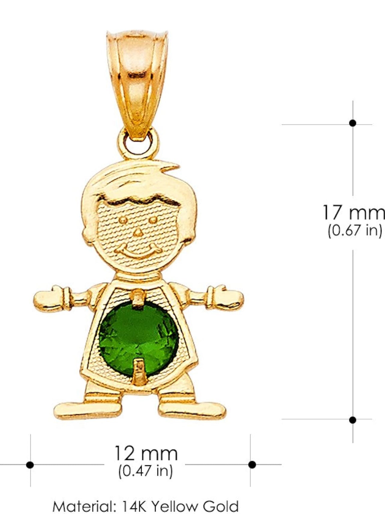 14K Baby Boy With CZ Birthstone Pendant