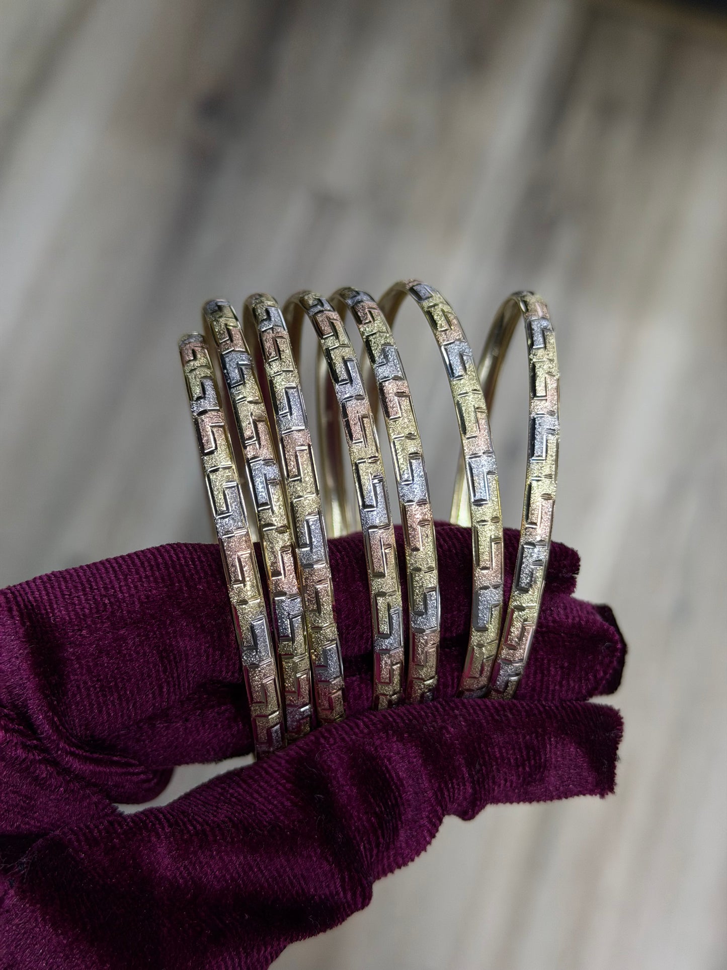 14k Greek Key Semanario Bangles
