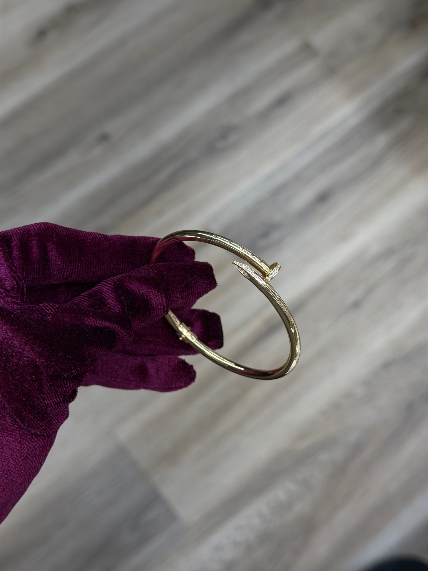 14k CZ 4MM Nail Cuff Bangle