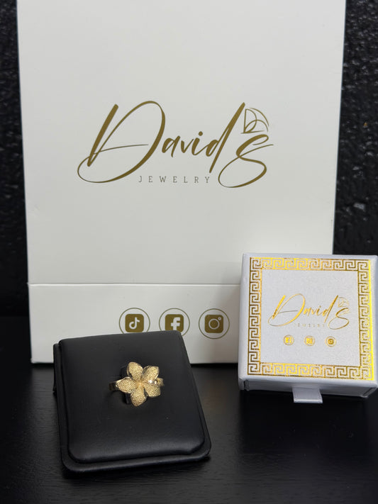 14K Large Hibiscus Women Ring