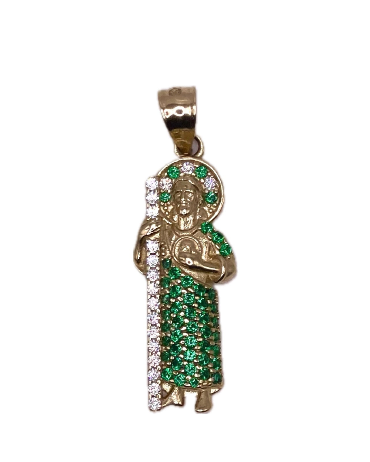 14K CZ 2D San Judas Pendant