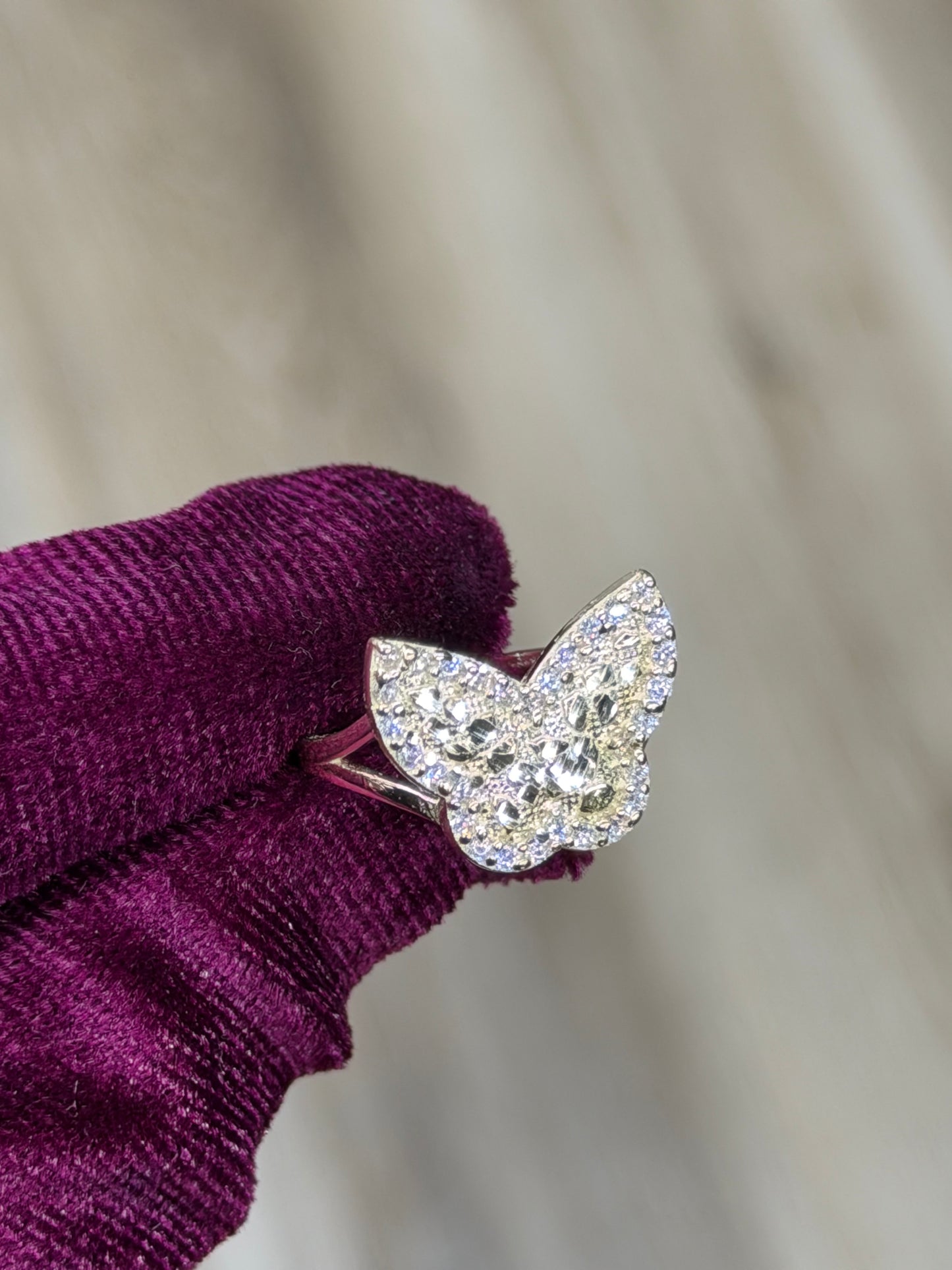 14K CZ Butterfly Nugget Women Ring