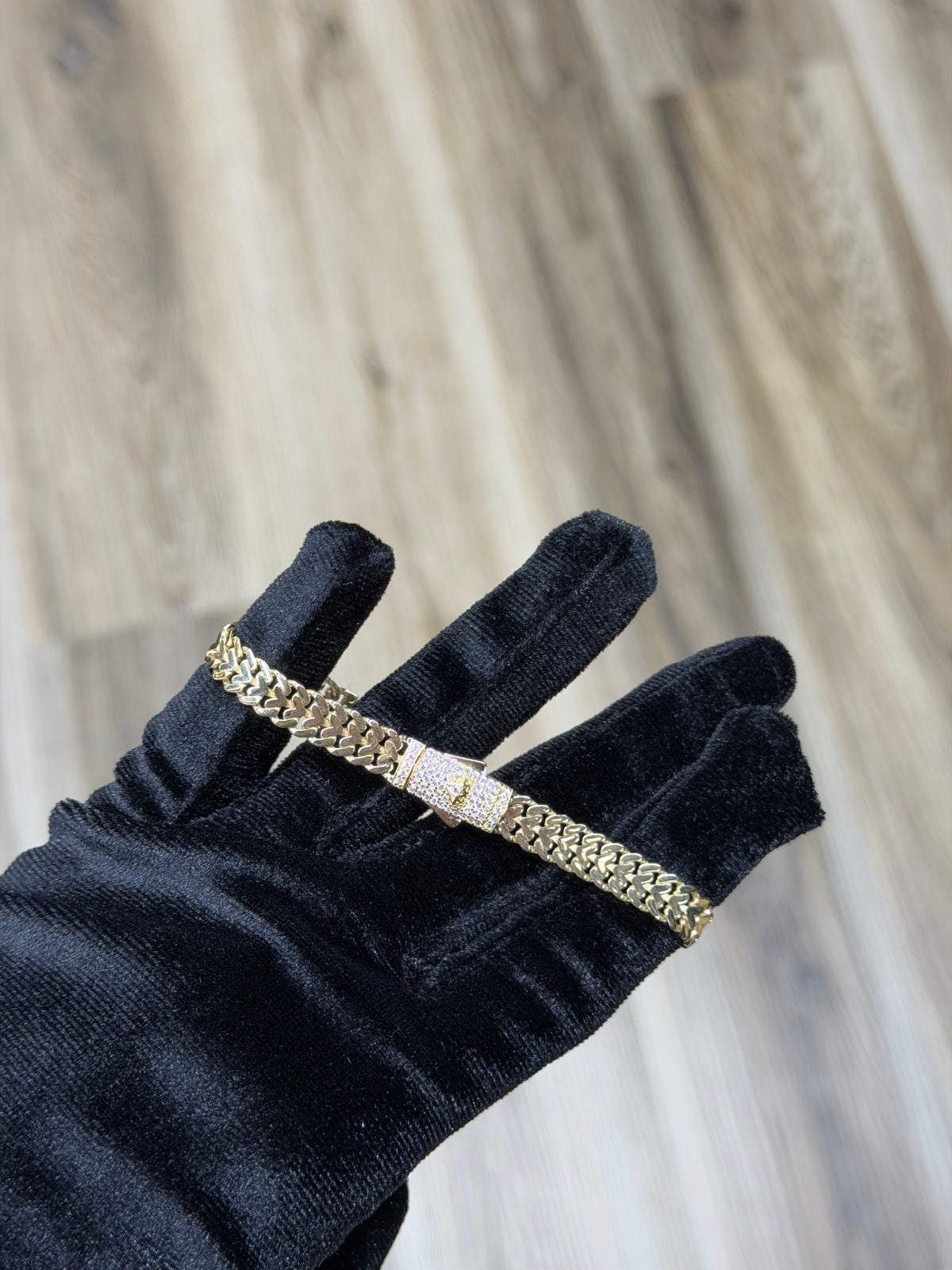 14K CZ Hollow Petatillo ID Bracelet