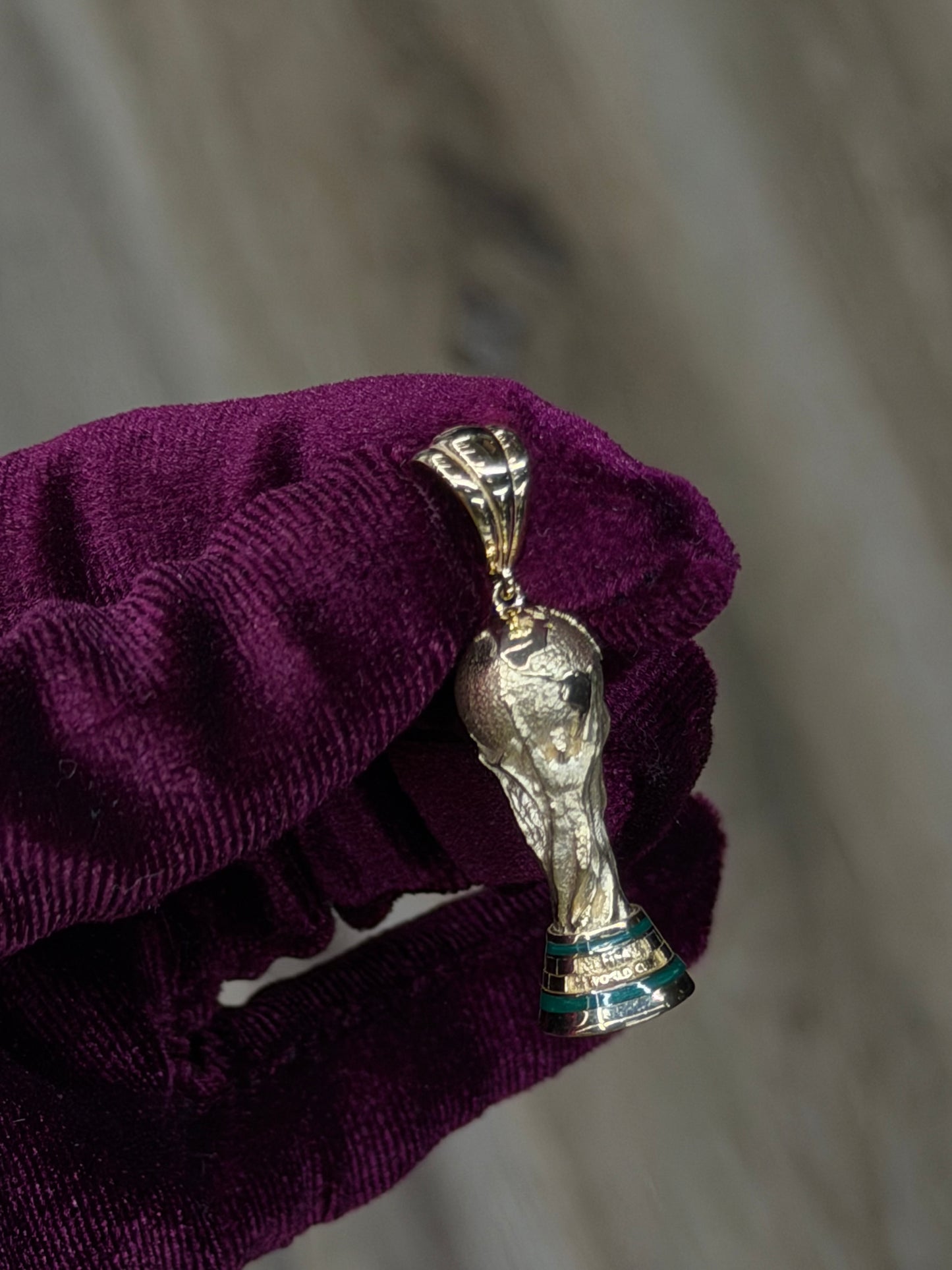 14K Large World Cup Trophy Pendant