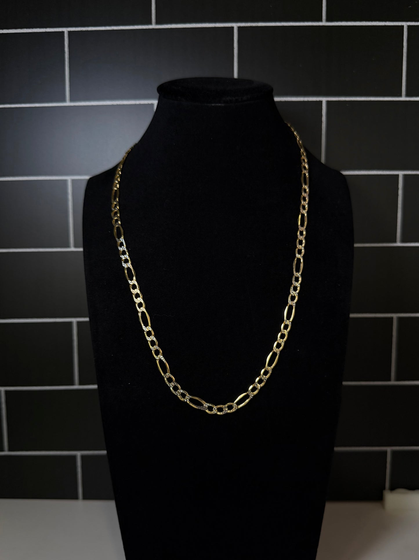 14K 20" Diamond Cut Figaro Chain