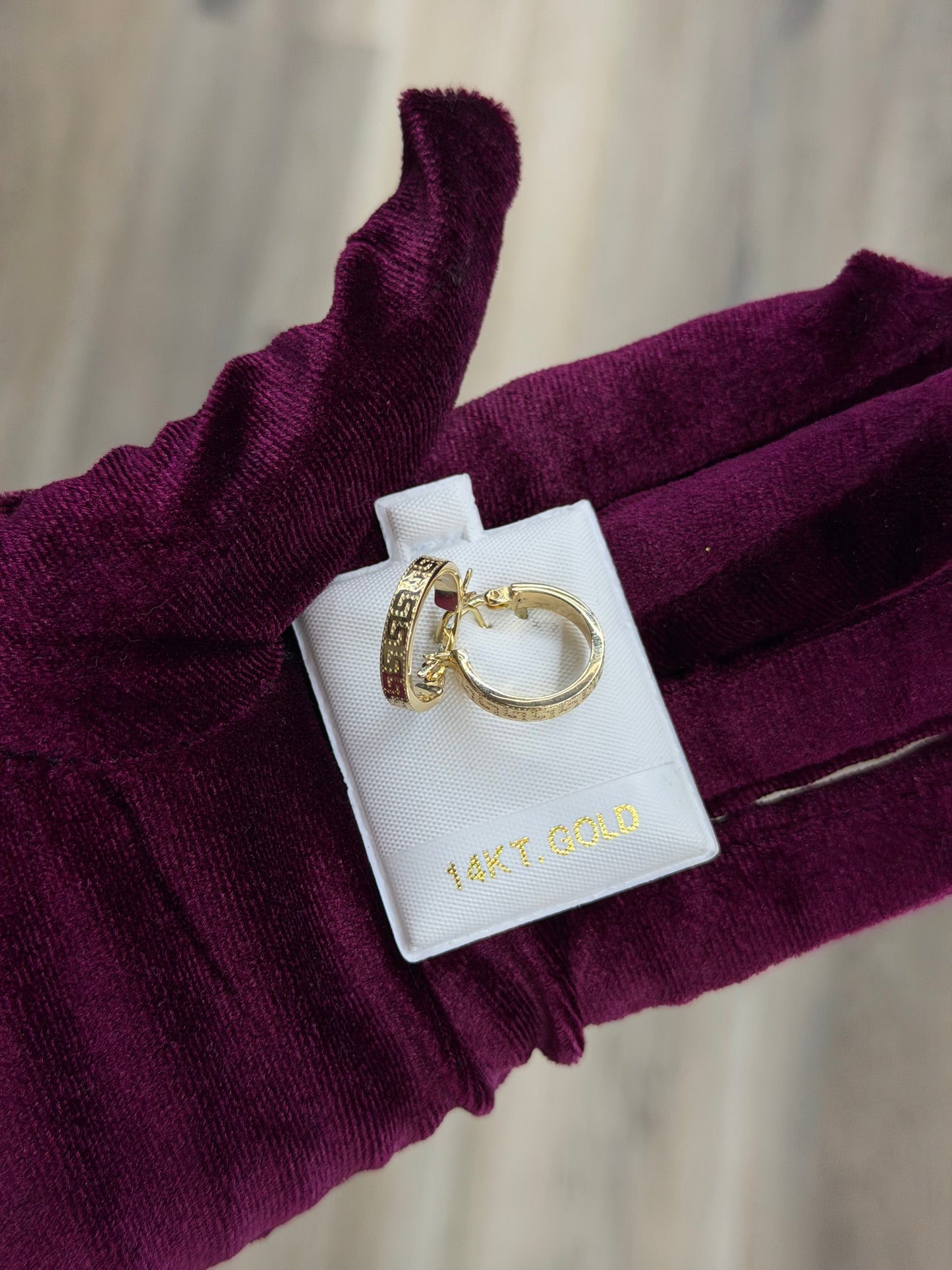 14k Greek Key Hoop Earrings