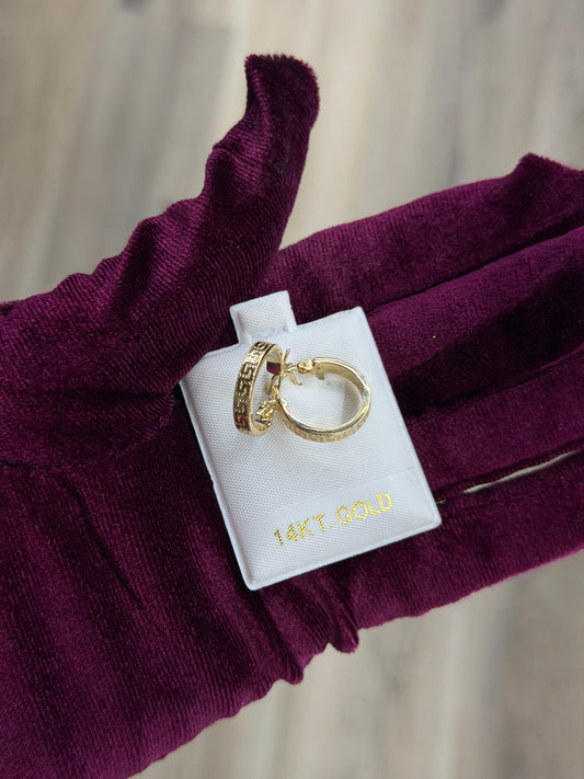 14k Greek Key Hoop Earrings
