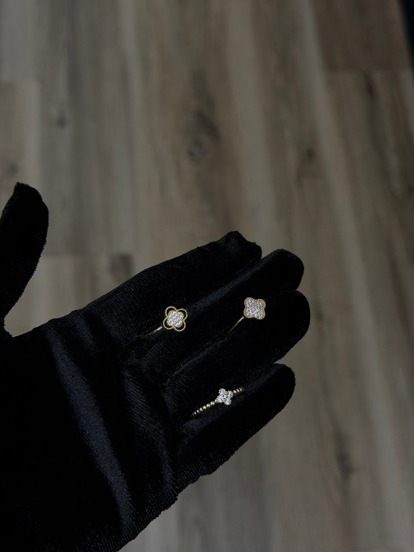 14K CZ Clover Women Ring