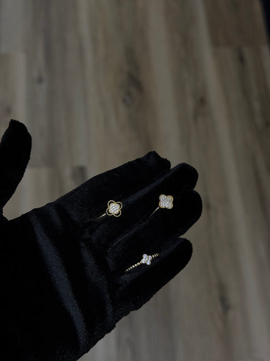 14K CZ Clover Women Ring