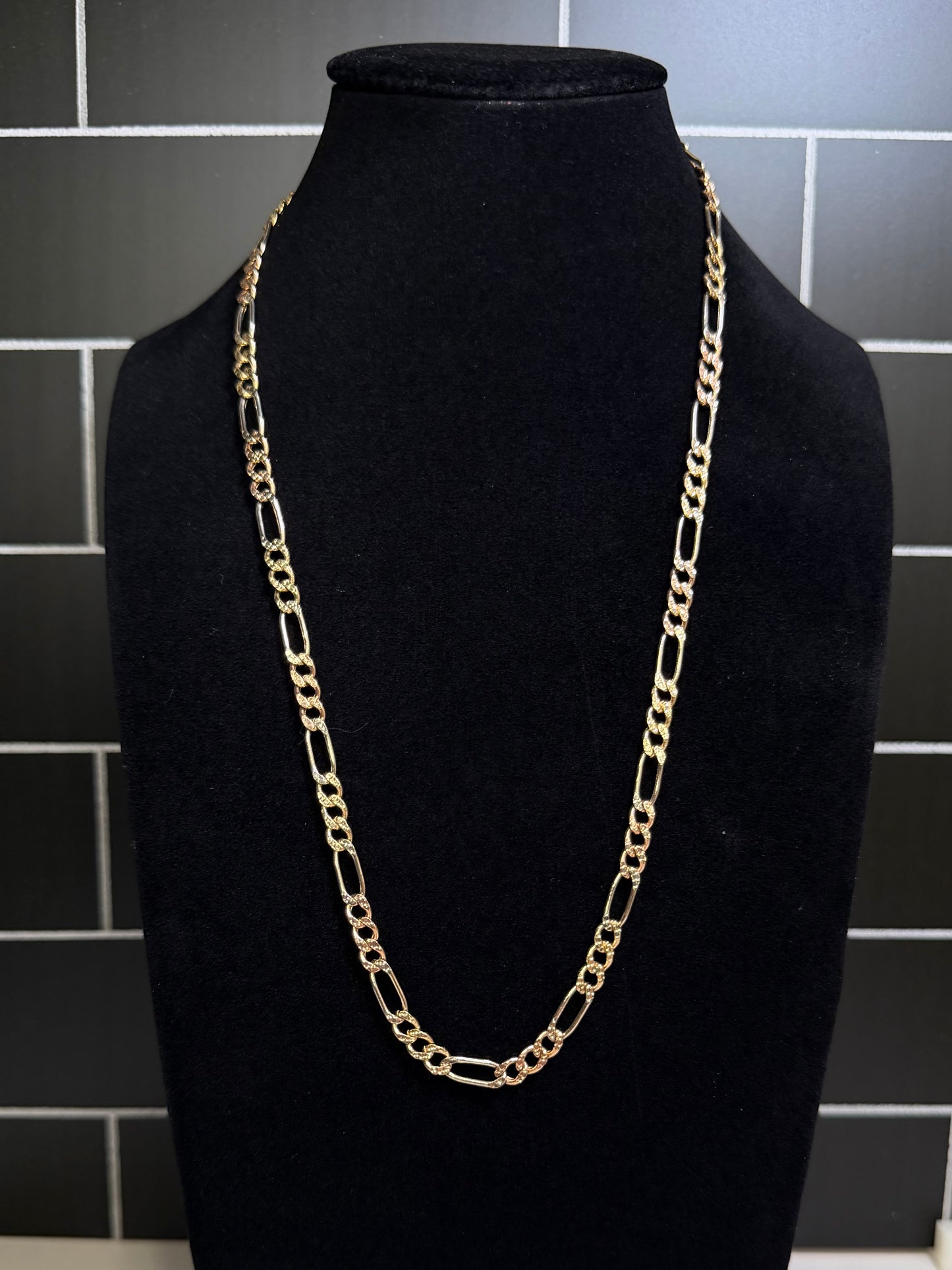 14K 20” Tri-Color Figaro Chain
