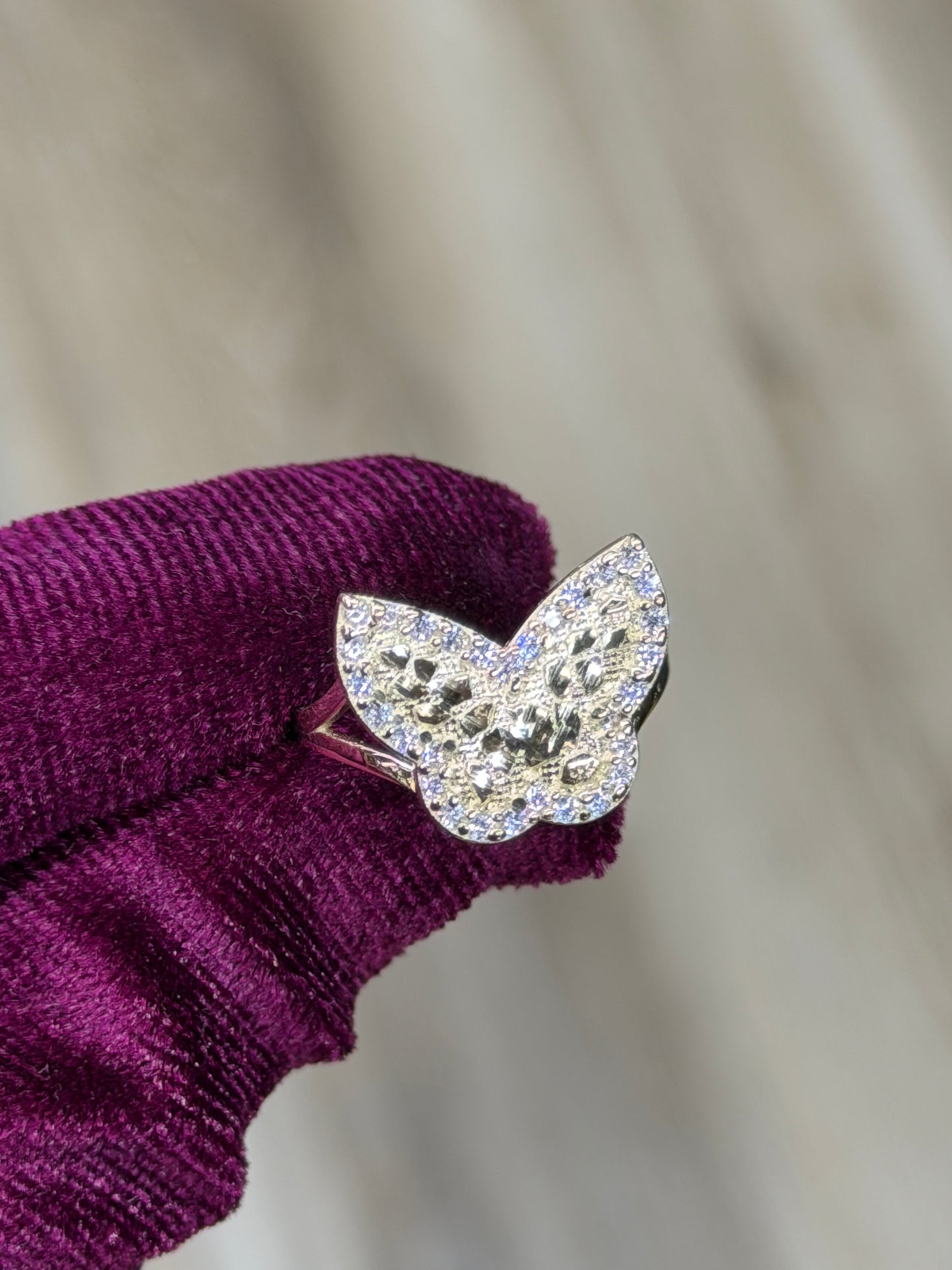 14K CZ Butterfly Nugget Women Ring