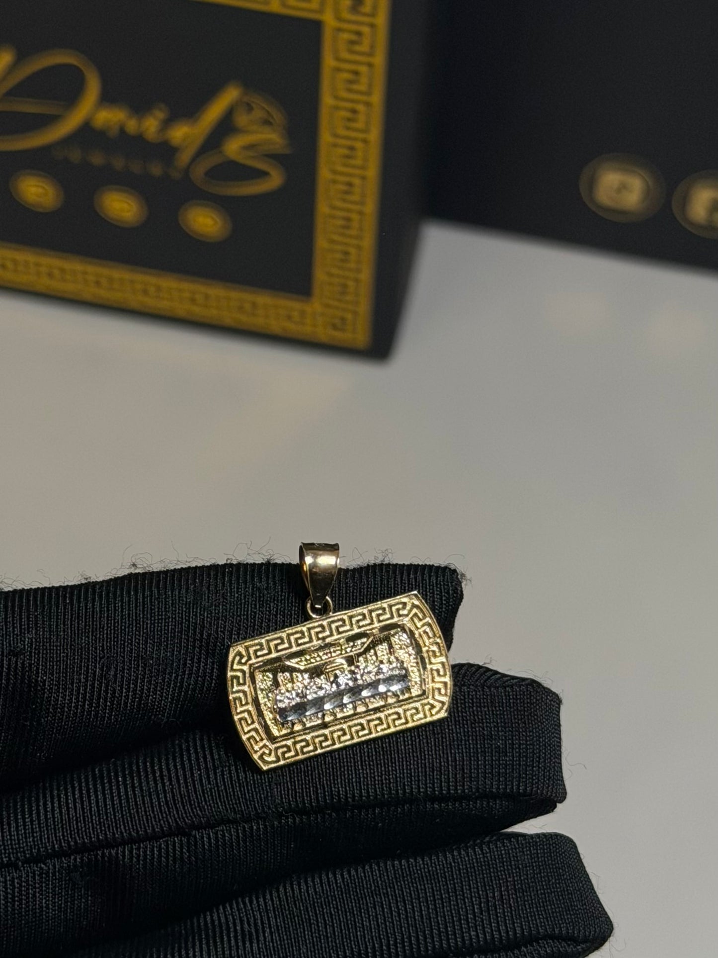 14K Greek Key Last Supper Pendant