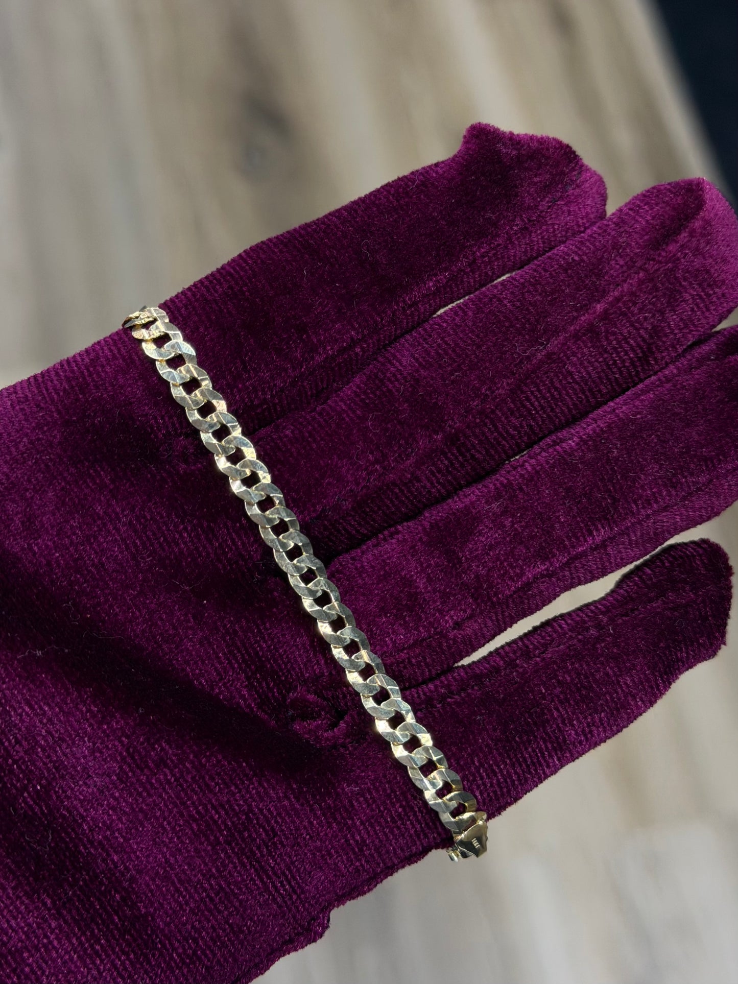 14K 3mm Curb Cuban Bracelet
